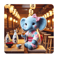 Cute elephant wearing a kimono3