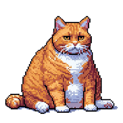 Pixel art lazy orange tabby cat