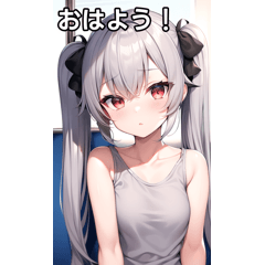 Silver twintail hair girls love trains