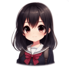 Everyday stickers of a black-haired girl