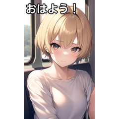 Blonde short hair girls love trains