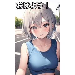 Silver-haired girl runs a marathon