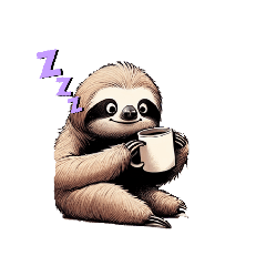 Sloth drinking coffee