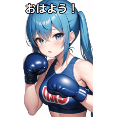 blue hair boxing girl