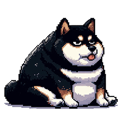 Pixel art kansai fat black shiba