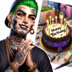 タトゥー男の誕生日カード