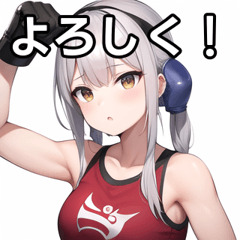 silver hair muay thai girl