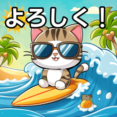 surfing cat