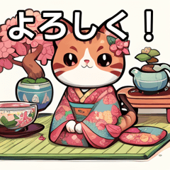 kimono cat sticker