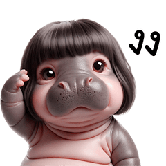 adorable Pygmy hippo Bob hair