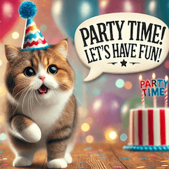 Cute Munchkin Cat Party Sticker