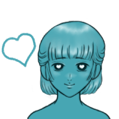 Monochromatic/teal:Girl-FacialExpression