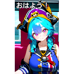 Pirate girl ride the train