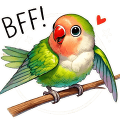 Cute Lovebirds: Watercolor Stickers