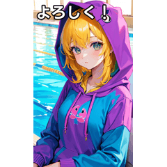 summer pool hoodie girl