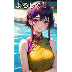 Summer pool cheongsam girls