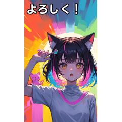 colorful cat style girl