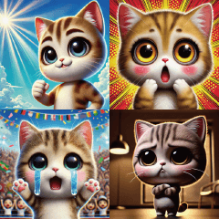 Adesivos de Gato Chibi Fofo