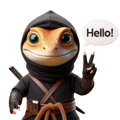 Cute ninja lizard sticker 002