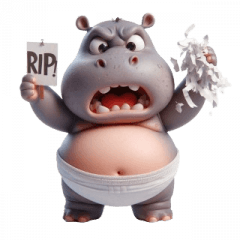 Angry Hippo , upset  expression