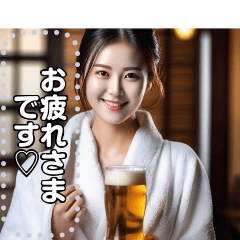 【毎日使える】風呂上がりビール美女