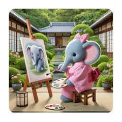 Cute elephant wearing a kimono4