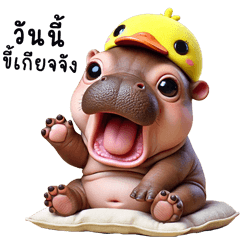 MooDong duck-headed hippo, lazy again