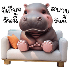 Cute pygmy hippo  Lazy, easy day