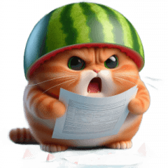 Watermelon Cat Under a Lot of Stress