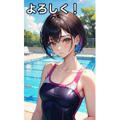 short hair swimsuit girl