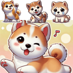 Fluffy Akita Puppy Tama Stickers