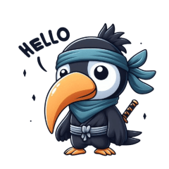 Cute ninja hornbill sticker 001