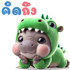 Hippo wear dino Mascot (Big Stickers)