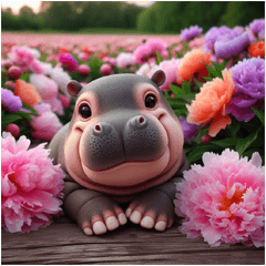 Greeting Hippo Cute