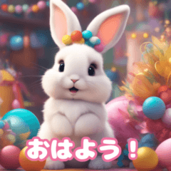 Cute fluffy rabbit's daily life