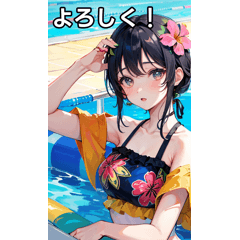 Colorful floral print swimsuit girls