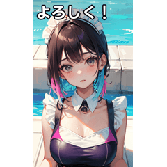 Colorful maid style swimsuit girls