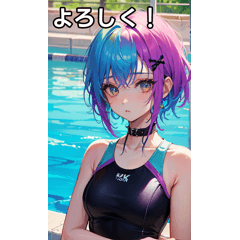 Swimsuit girl who loves rock punk