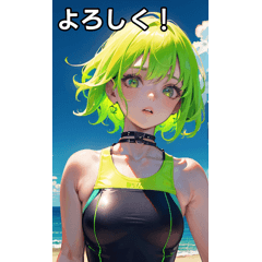 Neon punk style swimsuit girls