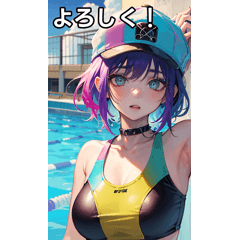 Swimsuit girl wearing a cap