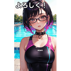 Summer pool glasses swimsuit girl