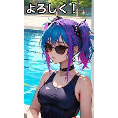 Summer pool sunglasses swimsuit girl