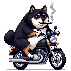 Pixel art bad fat black shiba