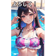 Summer pool plaid swimsuit girls