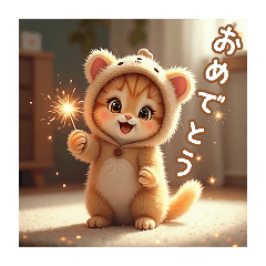 ミルクティ色のクマのキグルミ子猫ちゃん