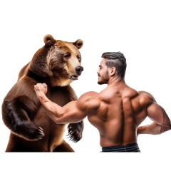 Fight between a Bear and a Bodybuilder