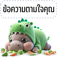 Message Stickers: Hippo wear dino Mascot