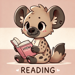 Cute Hyena Reading