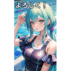 Colorful mosaic swimsuit girls