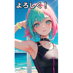 Summer sea neon punk swimsuit girls